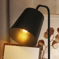 HOMCOM Set van 2 Moderne Tafellampen met USB-A- & USB-C-poort – Voor Slaapkamer, Woonkamer & Kantoor, Zwart(m-8)