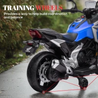 AIYAPLAY Moto Elettrica per Bambini 3-6 Anni Licenza Honda, 12V Doppi Motori, Rotelle, 3 km/h, Max 30kg, Blu(m-6)