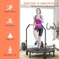 HOMCOM Trambulină Fitness Mini Pliabilă 45", cu Mâner Reglabil din Spumă, Portocaliu(m-7)