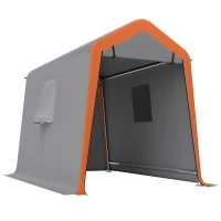 Outsunny Tenda Garagem Portátil 2,4x1,8 m para Carro Impermeável com Porta Zipada e Enrolável, Janelas UPF30+ Cinzento Claro(m-1)