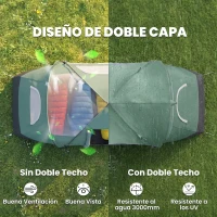 Outsunny Tienda de Acampada para 5-6 Personas Impermeable 3000mm+ con Bolsa de Transporte y Gancho 455x220x180 cm Verde(m-4)