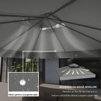 Outsunny Husă de schimb pentru pavilion 3 x 3 m, prelată de schimb pentru pavilion cu orificii de scurgere a apei, UPF30+, protecție solară, gri închis(m-8)