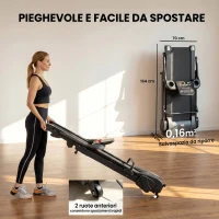 HOMCOM Tapis Roulant Elettrico Pieghevole Salvaspazio, Velocità 14km/h, Monitor LCD 5 Programmi e Presa USB, per Casa e Ufficio, Motore 750W, Nero(m-4)
