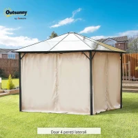Outsunny 4 perdele de rezervă pentru pavilioane 3x3m, rezistente, pentru stâlpi și șine glisante, fermoar dublu, bej(m-2)