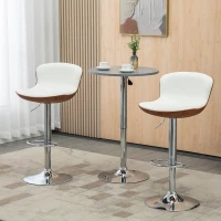 HOMCOM 2er-Set Barhocker, höhenverstellbar, Metallgestell, drehbarer Sitz, Cremeweiß(m-10)