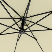 Outsunny 3m Overhanging Parasol, with Base, Weights and Cover - Sand brown(m-11)
