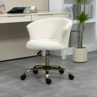 Vinsetto Schreibtischstuhl, höhenverstellbarer Bürostuhl mit Teddy-Fleece-Optik 58 x 56 x 68-76 cm Weiß(m-10)