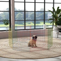PawHut Freilaufgehege, Welpenauslauf, modulares Design, verriegelbar, Stahl, Ø156x60H cm, Bunt(m-10)