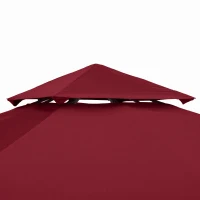 Outsunny Acoperiș de Rezervă pentru Foișor 3x3 m pe Două Niveluri și Anti-UV din Poliester cu Ventilație, Roșu(m-9)
