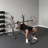 HOMCOM Bancă pentru Greutăți Pliabilă cu 8 Înălțimi Reglabile și Suport pentru Halteră din Oțel și PU, 140x73x98-122 cm, Gri(m-2)