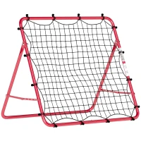 SPORTNOW Filet de Rebond Football Portable, 5 Angles Réglables en Acier et Nylon à Double Couche, 103x72x89cm, Rouge(m-1)