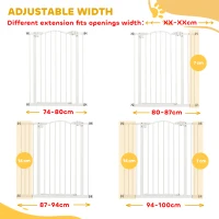 PawHut Pressure Fit Dog Stair Gate No Drilling Safety Gate Auto Close for Doorways, Hallways, 74-100cm Adjustable, 94cm Tall, White(m-4)