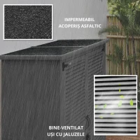 Outsunny Dulap de Grădină 0,83 m² 127x65x168 cm cu 2 Uși tip Oblon 2 Rafturi 2 Mânere și Acoperiș Impermeabil Gri(m-7)