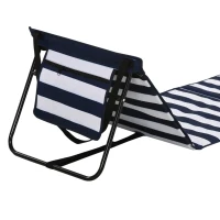 Outsunny Set of 2 Foldable Garden Beach Chair Mat, Outdoor Sun Lounger Seats with Adjustable Back, Magazine Pocket, Carry Strap(m-12)