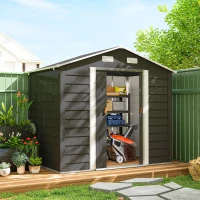 Outsunny Casetta porta Attrezzi con Porte Scorrevoli e 4 Prese d'Aria, in Acciaio e PP 196x236x208 cm, Grigio Scuro(m-10)
