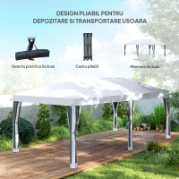 Outsunny Foisor de Gradina cu Plasa de Tantari, Alb, 3 X 6m(m-5)