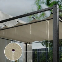 Outsunny Pergola de Jardin Tonnelle de Jardin Extérieur Toit Rétractable 4 Rideaux Protection UV30+3x3m Beige(m-7)