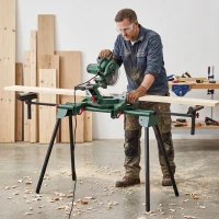 HOMCOM Suporte para Serra de Meia-Esquadria Universal com Rolos Extensíveis 94-195 cm Ajustável e Dobrável Carga 150 kg Verde(m-10)