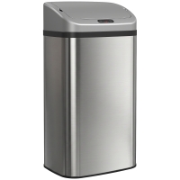 HOMCOM Poubelle de cuisine automatique 48L en acier inoxydable, couvercle à fermeture en douceur, 33x25x69cm, argent
