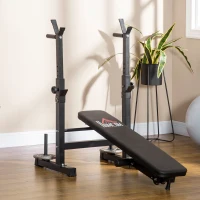 HOMCOM Adjustable Weight Bench, Foldable Bench, with Barbell Rack, Black(m-10)