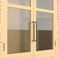 Outsunny Houten Tuinschuur Inloop Gereedschapsschuur met Planken Acrylramen Dubbele Deur Asfalt Dak Lamellenventilatie Bodemplaat(m-11)