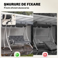 Outsunny Pernă de Grădină în Stil Capitonat pentru 2 Persoane, cu 6 Legături, din Bumbac și Poliester, 150x98x8 cm, Gri Închis(m-6)
