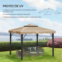 Outsunny Acoperiș pentru Foișor 3x3 m cu 2 Niveluri și 8 Găuri de Drenaj din Poliester Bej(m-3)