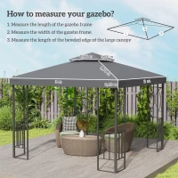 Outsunny Tetto di Ricambio per Gazebo 3x3m a 2 Livelli e Resistente ai Raggi UV, Grigio Scuro(m-3)