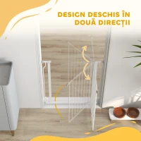 PawHut Poartă pentru Câini Extensibilă și Reglabilă pentru Scări și Uși, din Oțel și ABS, 75-85x76 cm, Alb(m-8)