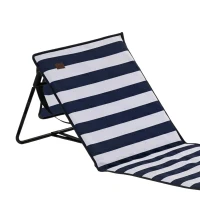 Outsunny Set of 2 Foldable Garden Beach Chair Mat, Outdoor Sun Lounger Seats with Adjustable Back, Magazine Pocket, Carry Strap(m-10)