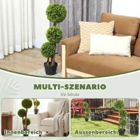 HOMCOM Kunstbuxus 2-delig, kunstplant, realistisch uiterlijk, voor buiten, groen + zwart(m-5)