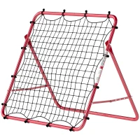 SPORTNOW Filet de Rebond Football Portable, 5 Angles Réglables en Acier et Nylon à Double Couche, 103x72x89cm, Rouge(m-17)