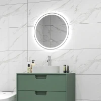 kleankin Badezimmerspiegel Badspiegel Runder Spiegel, LED- Licht, Touch-Funktion, kein Beschlagen, 60 x 60 cm(m-10)