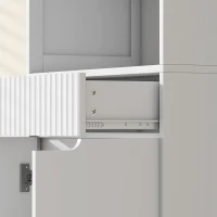 HOMCOM Meuble de salle de bain haut, 2 portes à fermeture douce, tiroir, 3 compartiments ouverts et étagères réglables, blanc(m-15)