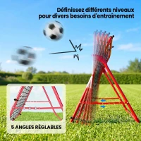 SPORTNOW Filet de Rebond Football Portable, 5 Angles Réglables en Acier et Nylon à Double Couche, 103x72x89cm, Rouge(m-4)