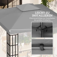 Outsunny Ersatzdach für Pavillon 3 x 3 m wasserdicht Pavillondach mit Doppeldach Ablauflöcher Hellgrau(m-5)