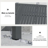 Outsunny Masă de Grădină Extensibilă 150/225x85x75 cm Masă de Luat Masa din Aluminiu cu Blat cu Șipcă pentru 6-8 Persoane Gri(m-4)