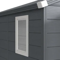 Outsunny 4 x 3ft Plastic Garden Storage Shed - Foundation Kit Included, Polypropylene Outdoor Storage Tool House with Ventilation Slots and Lockable Door, Grey(m-11)
