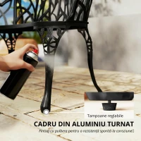 Outsunny Bancă de grădină 2 locuri aluminiu turnat rezistentă la intemperii bancă de exterior cu spătar în formă de lalea motiv floral 99 x 57 x 78 cm(m-7)