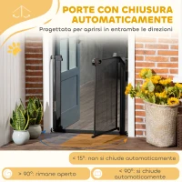 PawHut Cancellino per Cani Estensibile a Pressione con Chiusura Automatica, Acciaio e ABS, 75-82x76 cm, Nero(m-4)