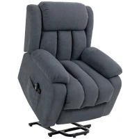 HOMCOM Fotoliu Electric cu Ridicare și Reclinare 135° în Material Textil Efect In cu Suport Picioare, Gri Închis(m-1)