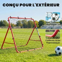 SPORTNOW Filet de Rebond Football Portable, 5 Angles Réglables en Acier et Nylon à Double Couche, 103x72x89cm, Rouge(m-5)