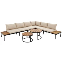 Modular Garden Sofa Set with Washable Zip-Off Cushion Covers, Versatile Garden Lounge Set for Patio, 160L × 64W × 75H cm, Gray(m-2)