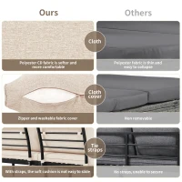 Modular Garden Sofa Set with Washable Zip-Off Cushion Covers, Versatile Garden Lounge Set for Patio, 160L × 64W × 75H cm, Gray(m-7)
