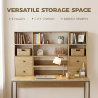 HOMCOM Computertafel met 4 laden en rekken, bureau 105 cm, naturel hout(m-4)