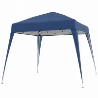 Outsunny Pavilion pliabil de grădină 2,4x2,4m, structură din oțel și frânghii antivânt, albastru(m-1)