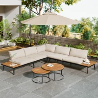 Modular Garden Sofa Set with Washable Zip-Off Cushion Covers, Versatile Garden Lounge Set for Patio, 160L × 64W × 75H cm, Gray(m-5)
