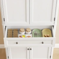 HOMCOM Keukenkast met 4 deuren, lade en verstelbare planken voor keuken, 80 x 39,5 x 186,4 cm wit(m-11)