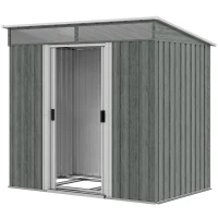 Outsunny Caseta de Jardín 195x122x181,5 cm con Puerta Corredera 2 Ventanas y Anti-UV para Almacenar Herramientas Gris Claro(m-11)