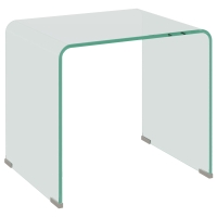 HOMCOM Măsuță modernă din sticlă securizată pentru living, design monobloc, 50x40x45 cm, transparentă